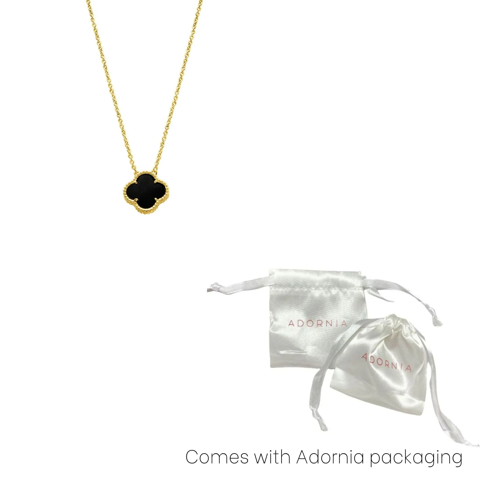 14k Gold Plated Black Flower Necklace Rose Gold