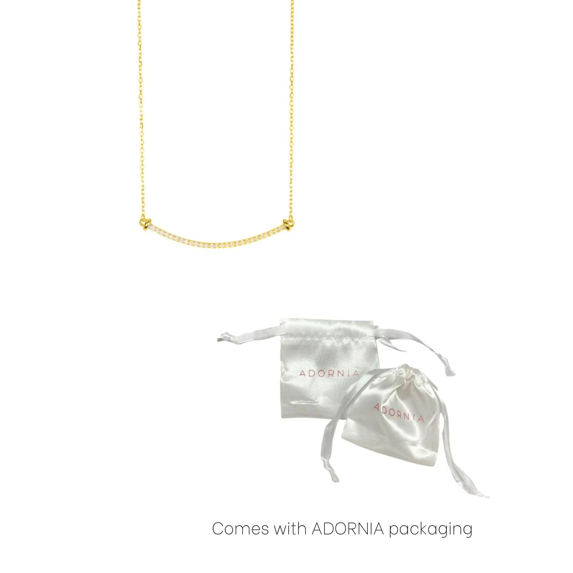 14k Gold Plated Curved Bar Necklace