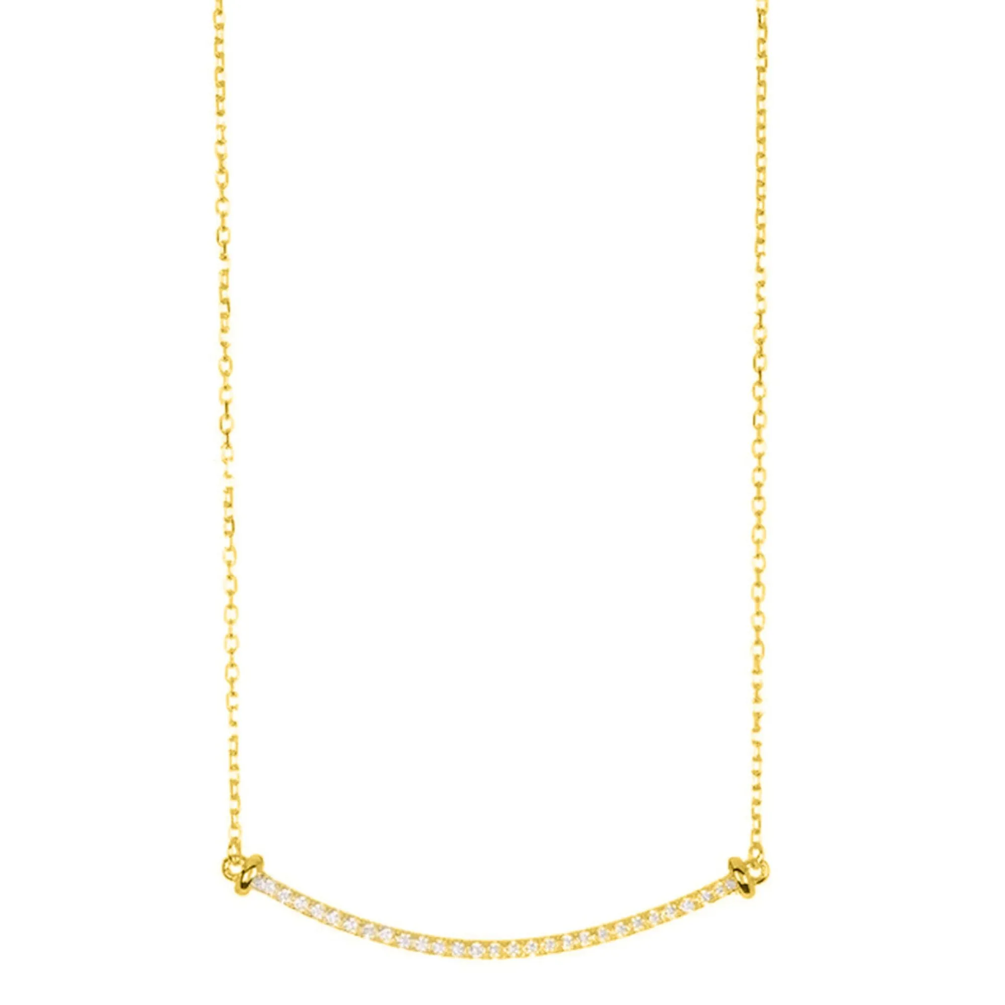 14k Gold Plated Curved Bar Necklace