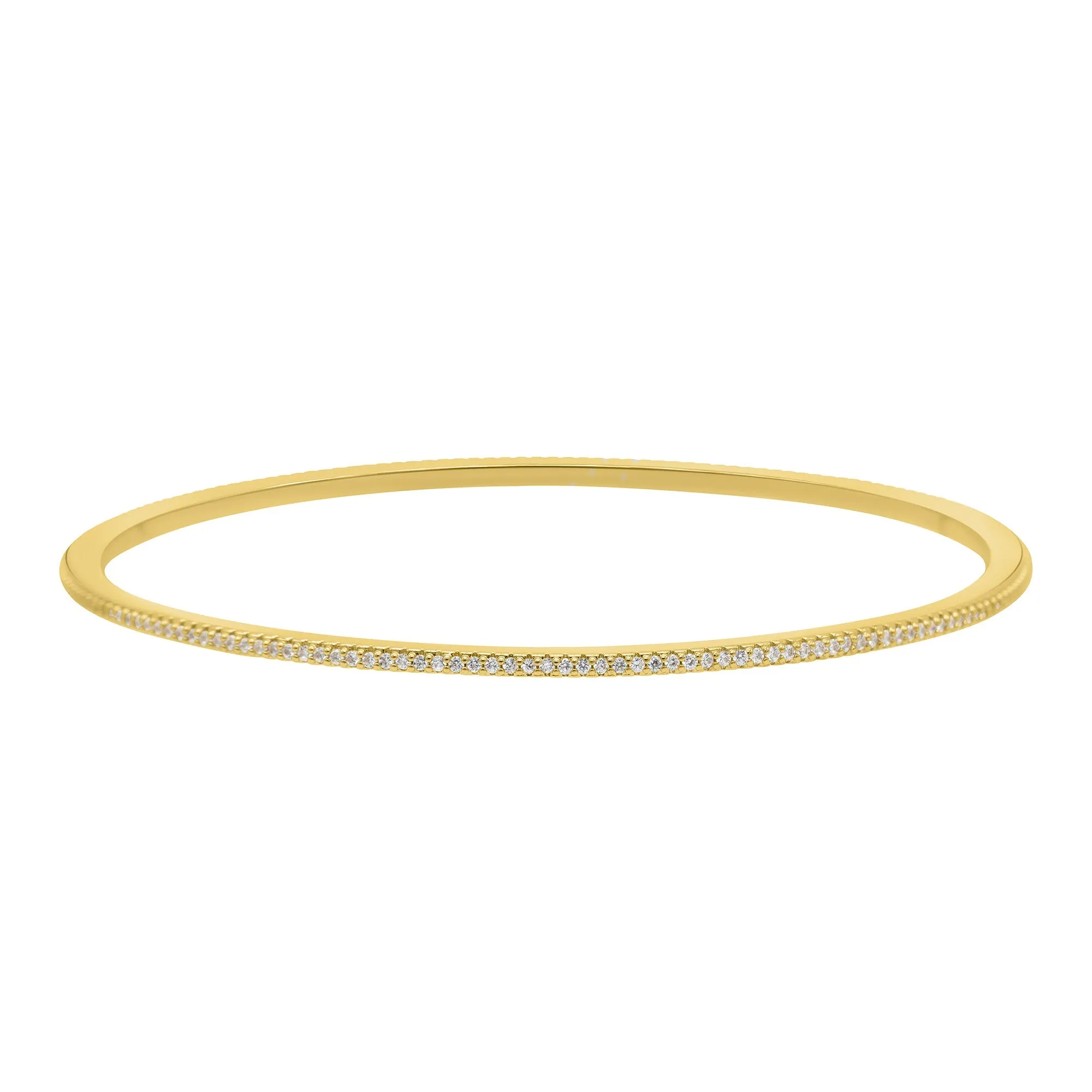14k Gold Plated CZ Hearts Stacking Bangle Set