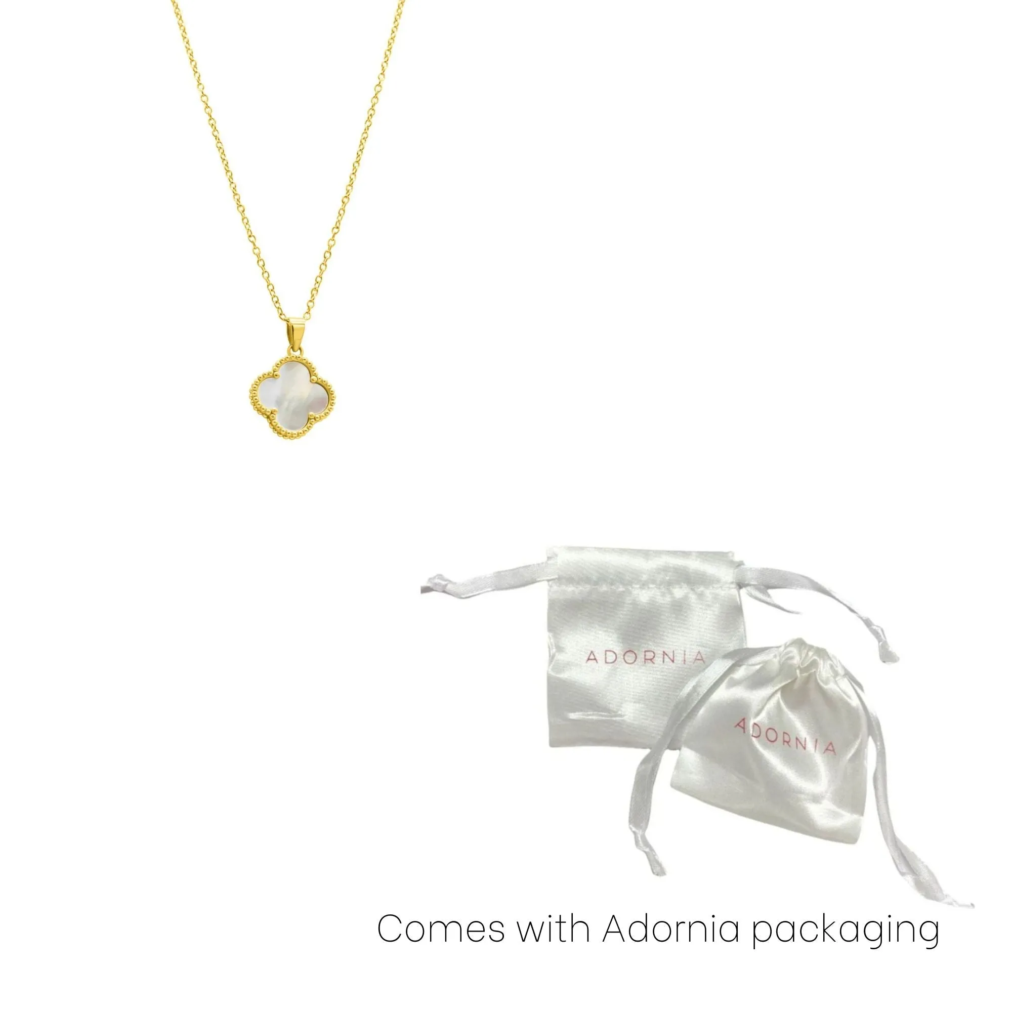 14k Gold Plated White Mother of Pearl Flower Necklace