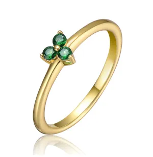 14K Gold Plated with Triple Cubic Zirconia Solitaire Ring for Kids & Teens