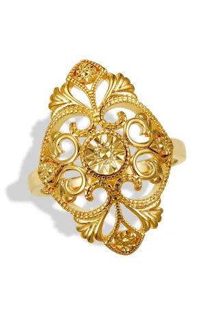 14K Plated Diamond Cut Ring