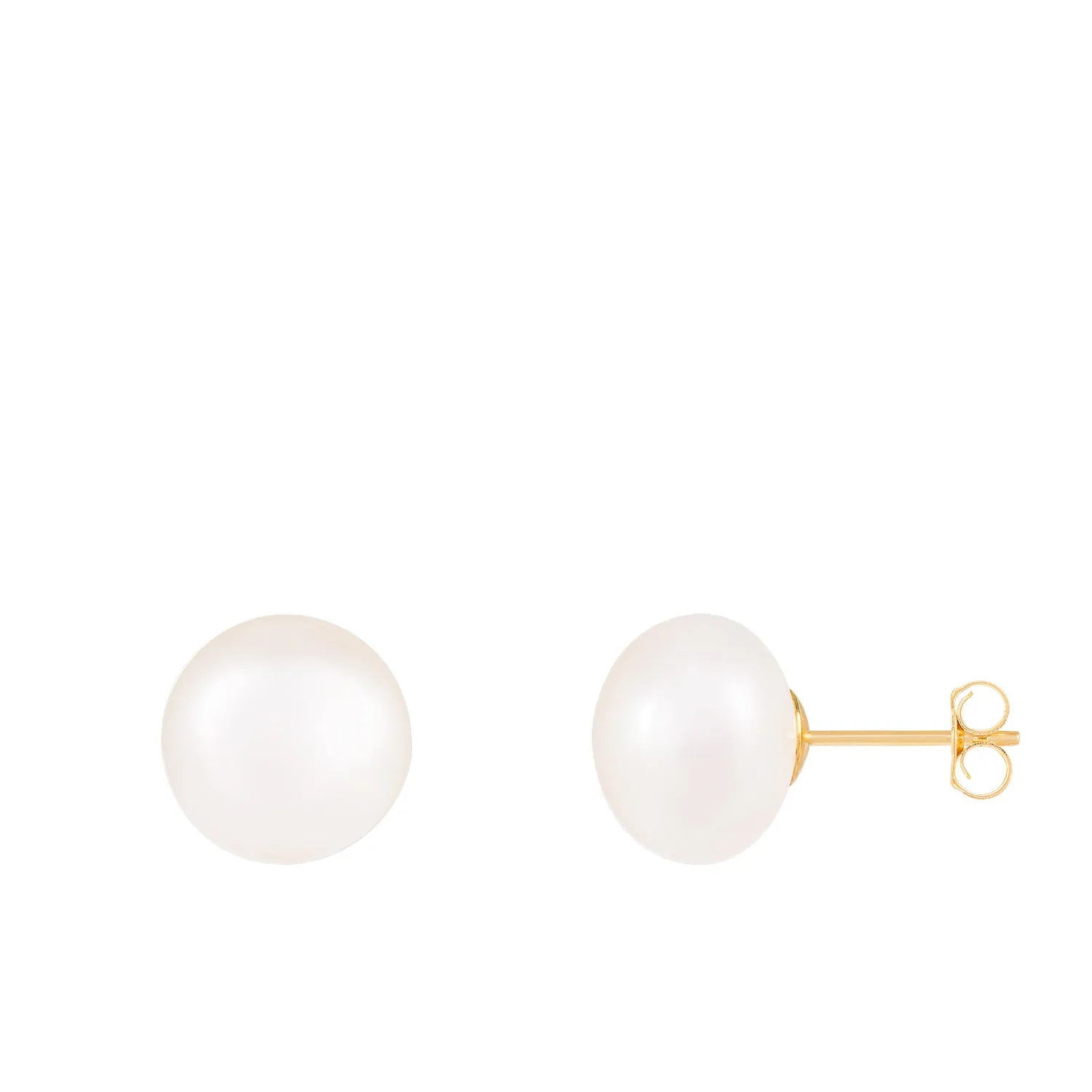 14k Yellow Gold 10-11mm Freshwater Pearl Stud Earrings.