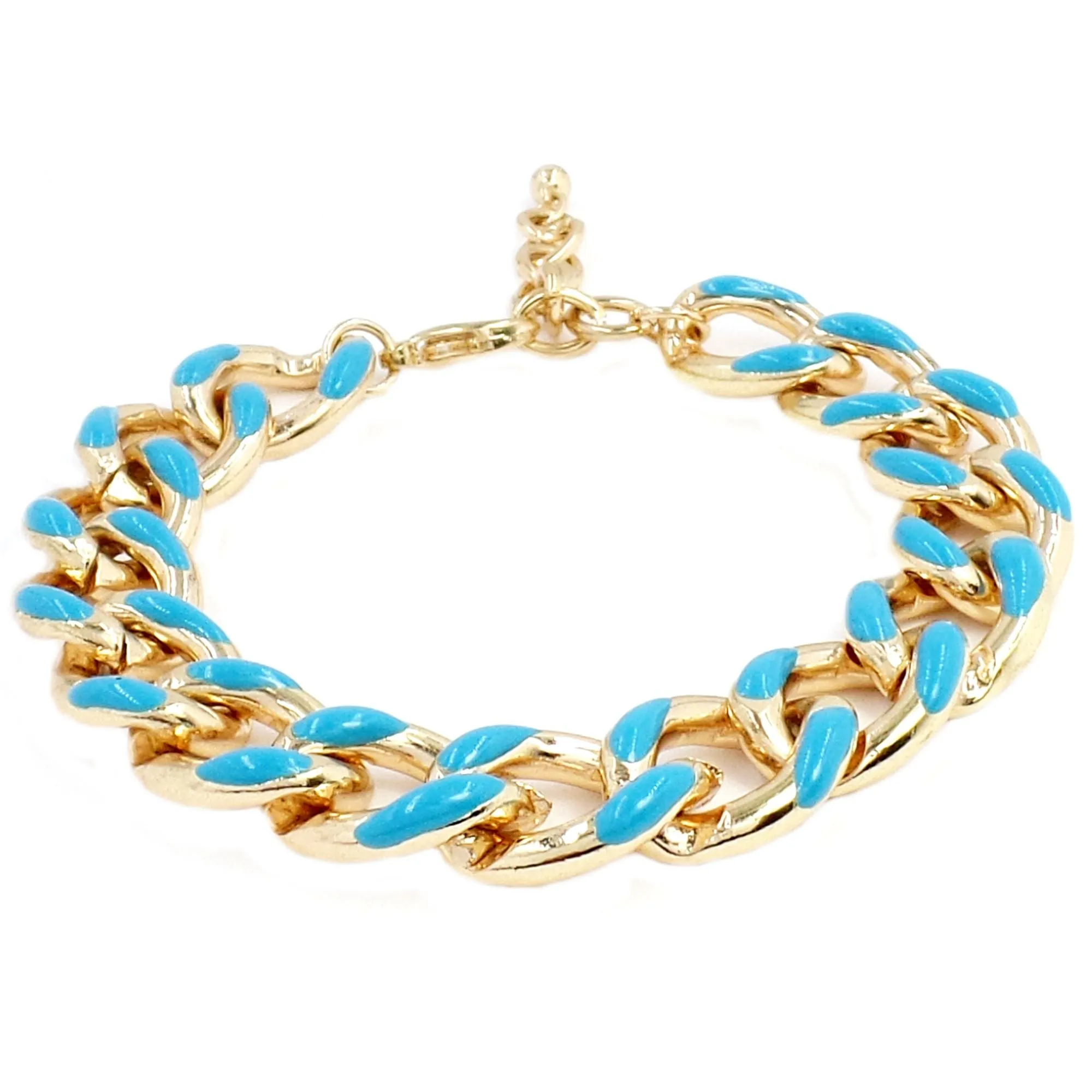 14K YELLOW GOLD OVER BRASS ENAMEL LINK  BRACELET