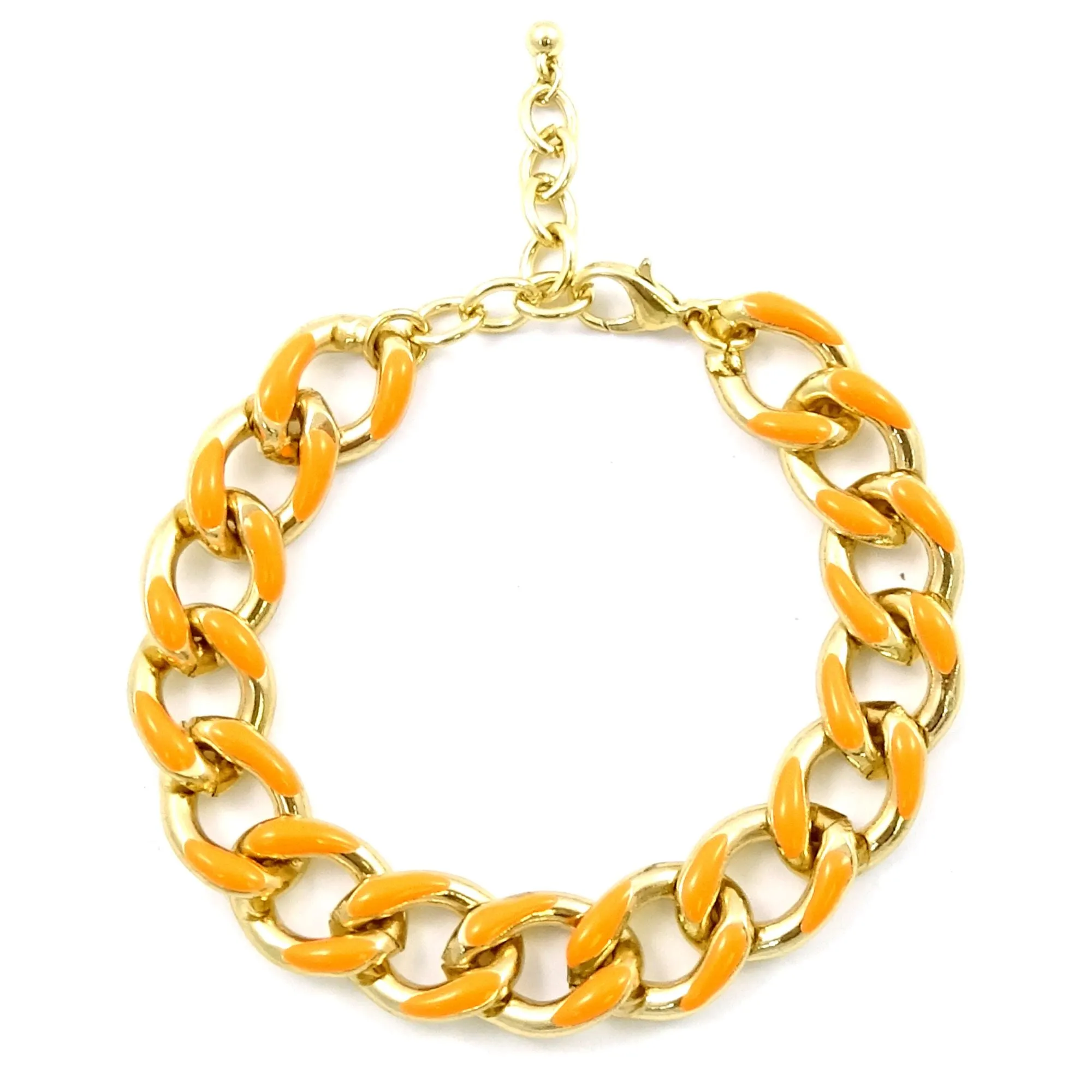 14K YELLOW GOLD OVER BRASS ENAMEL LINK  BRACELET