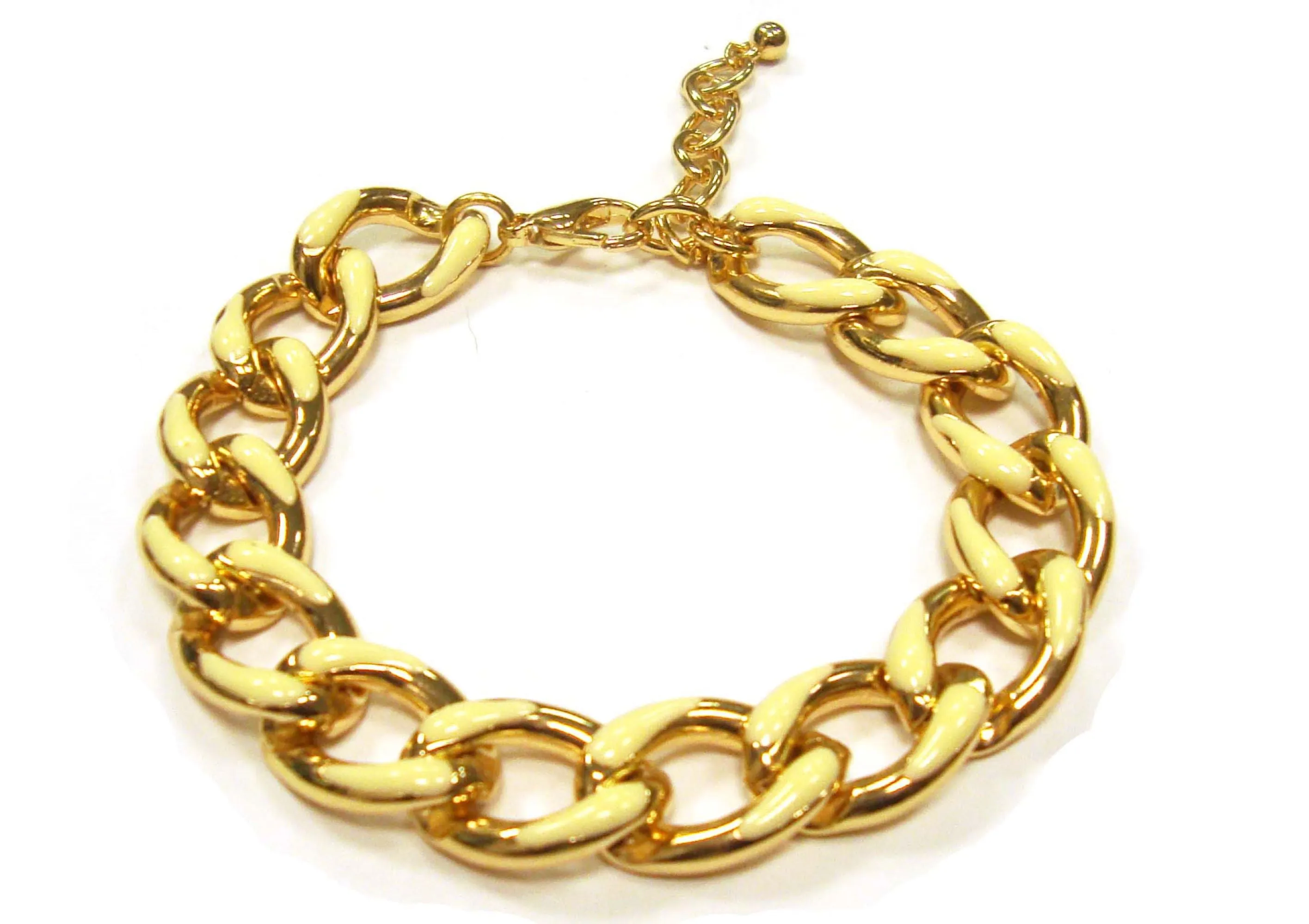 14K YELLOW GOLD OVER BRASS ENAMEL LINK  BRACELET