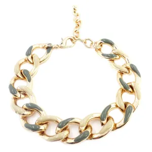 14K YELLOW GOLD OVER BRASS ENAMEL LINK  BRACELET