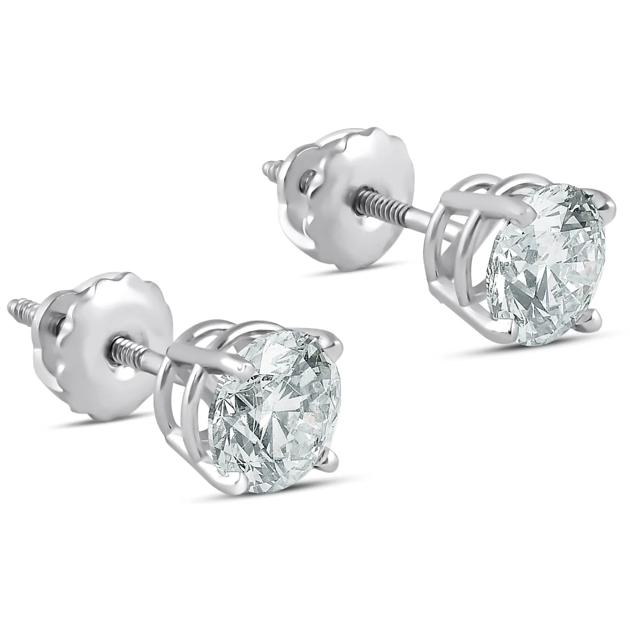 2 Ct 14k White Gold Moissanite Screw Back Studs 6mm
