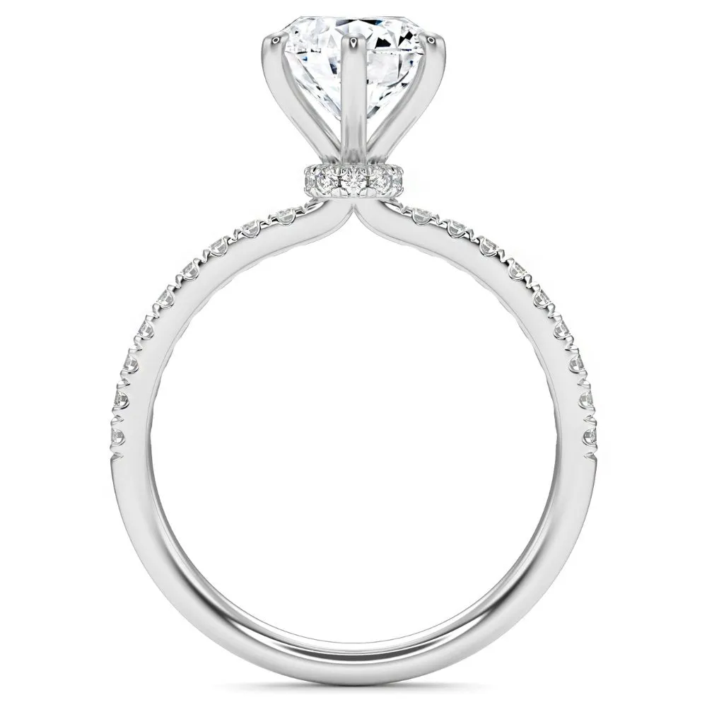 2Ct Round Cut Moissanite & Diamond Ring in 14k Gold With Side Halo
