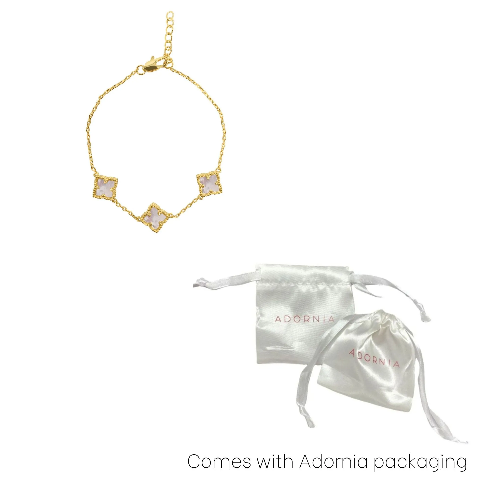 Adornia Adornia White Mother of Pearl Flower Bracelet gold