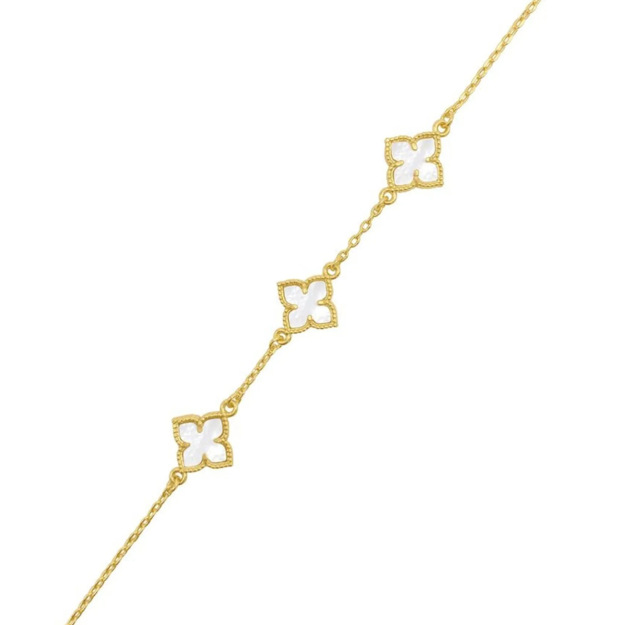 Adornia Adornia White Mother of Pearl Flower Bracelet gold