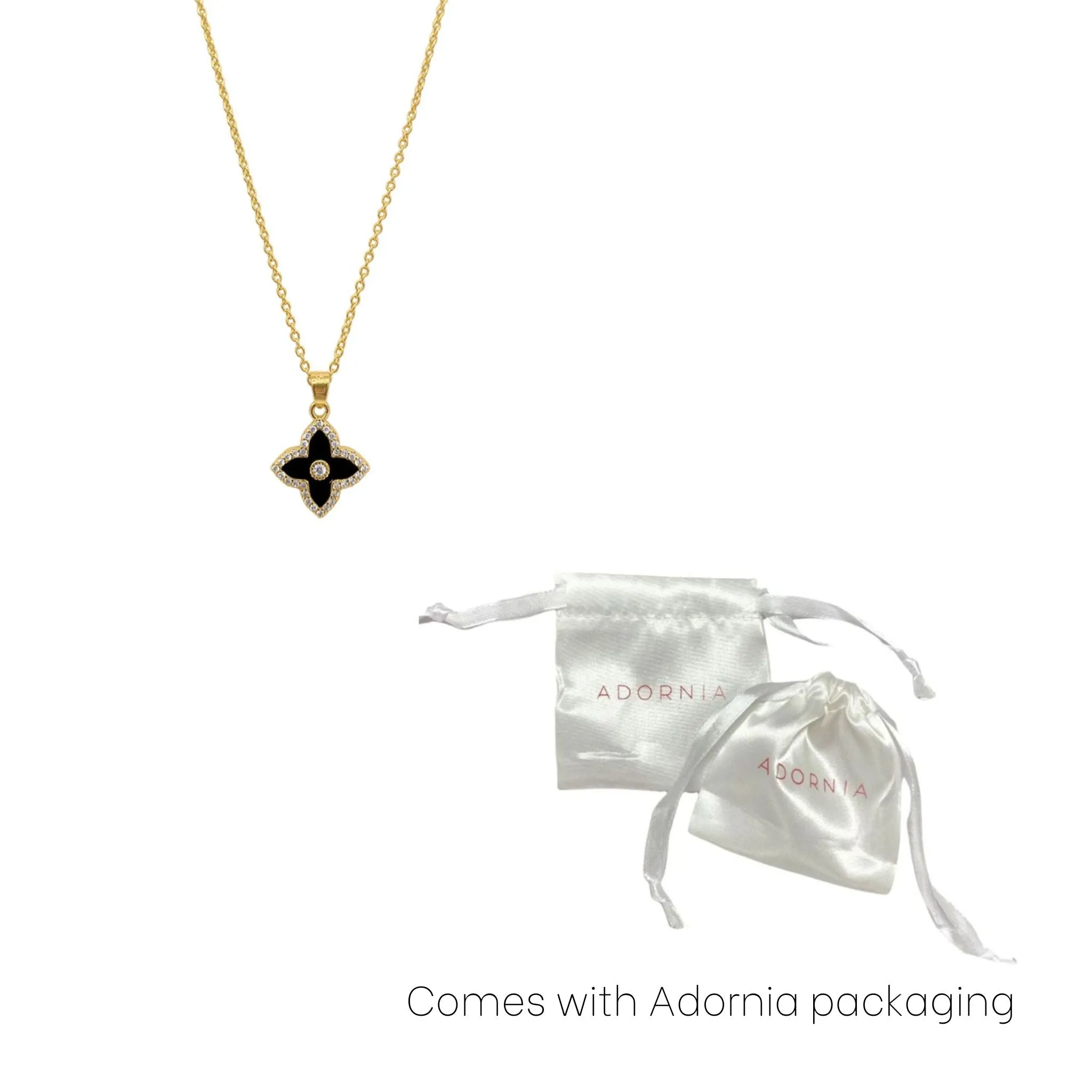 Adornia Black Clover Necklace gold