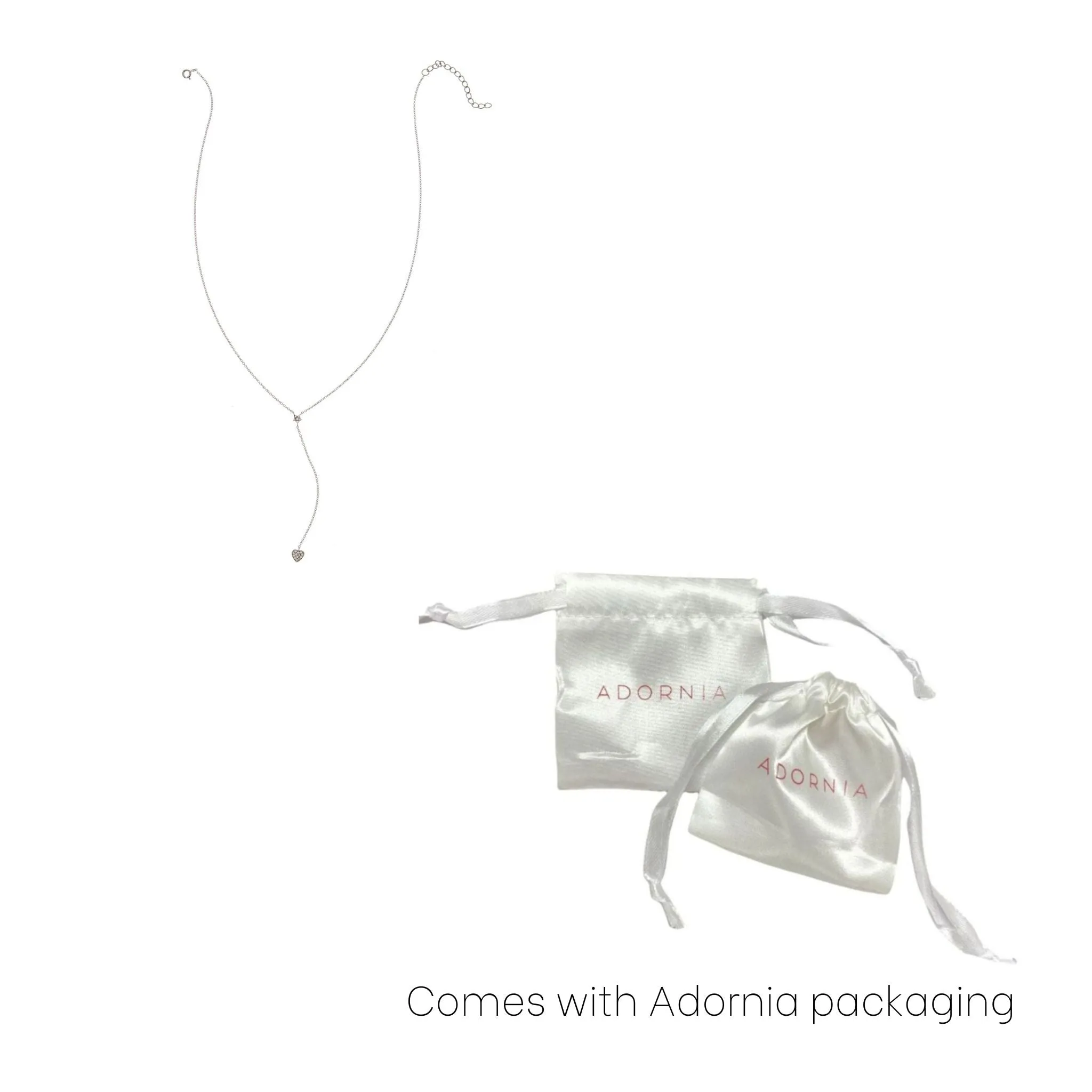 Adornia Crystal Heart and Star Drop Necklace silver