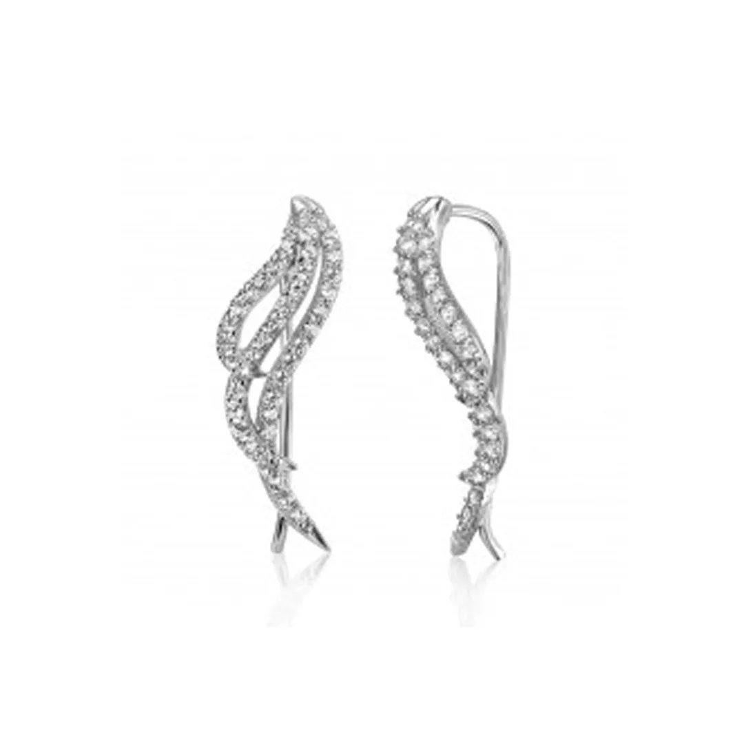 Adornia  Crystal Wing Climber Earrings silver