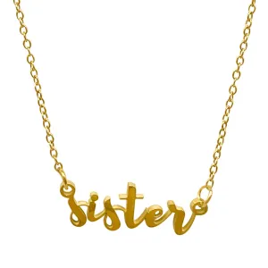 Adornia Cursive Sister Necklace gold
