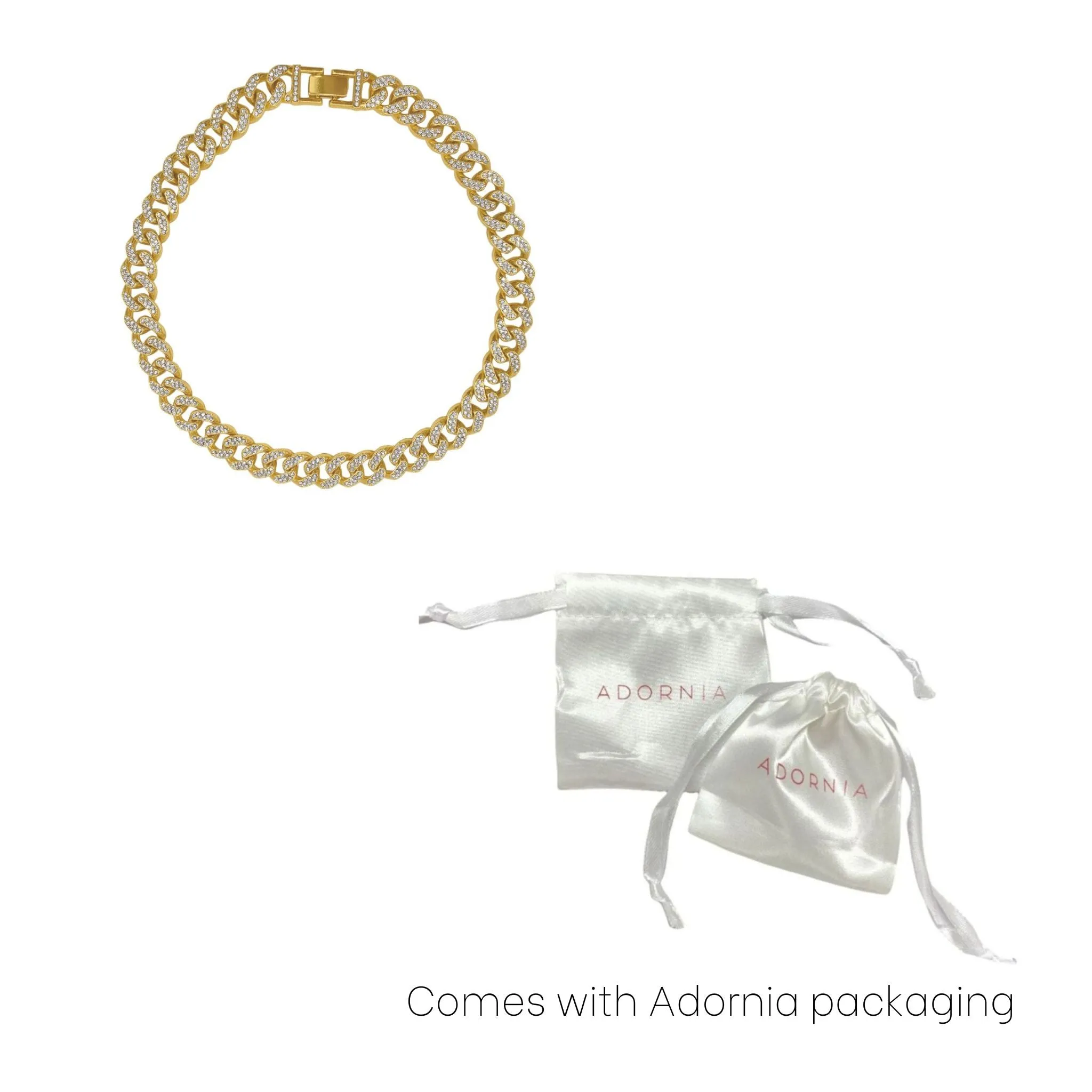 Adornia Flat Curb CZ Chain Necklace gold