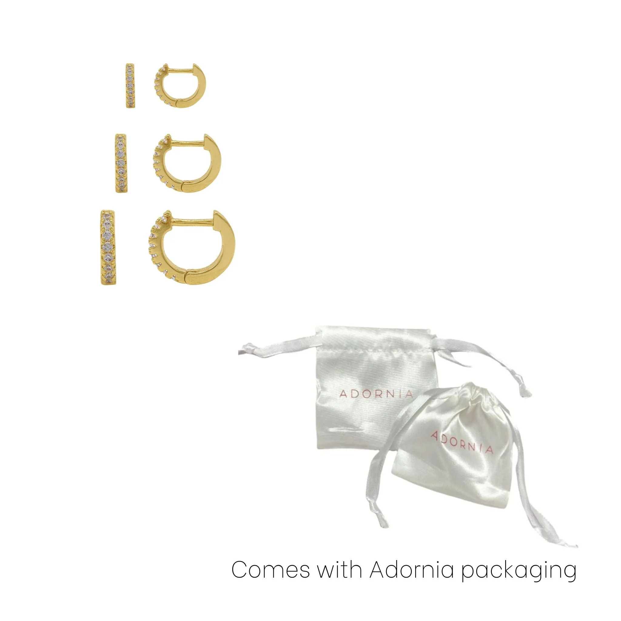 Adornia Huggie Hoop Earring Pack gold