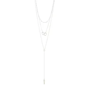 Adornia Layered Freshwater Pearl Necklace silver
