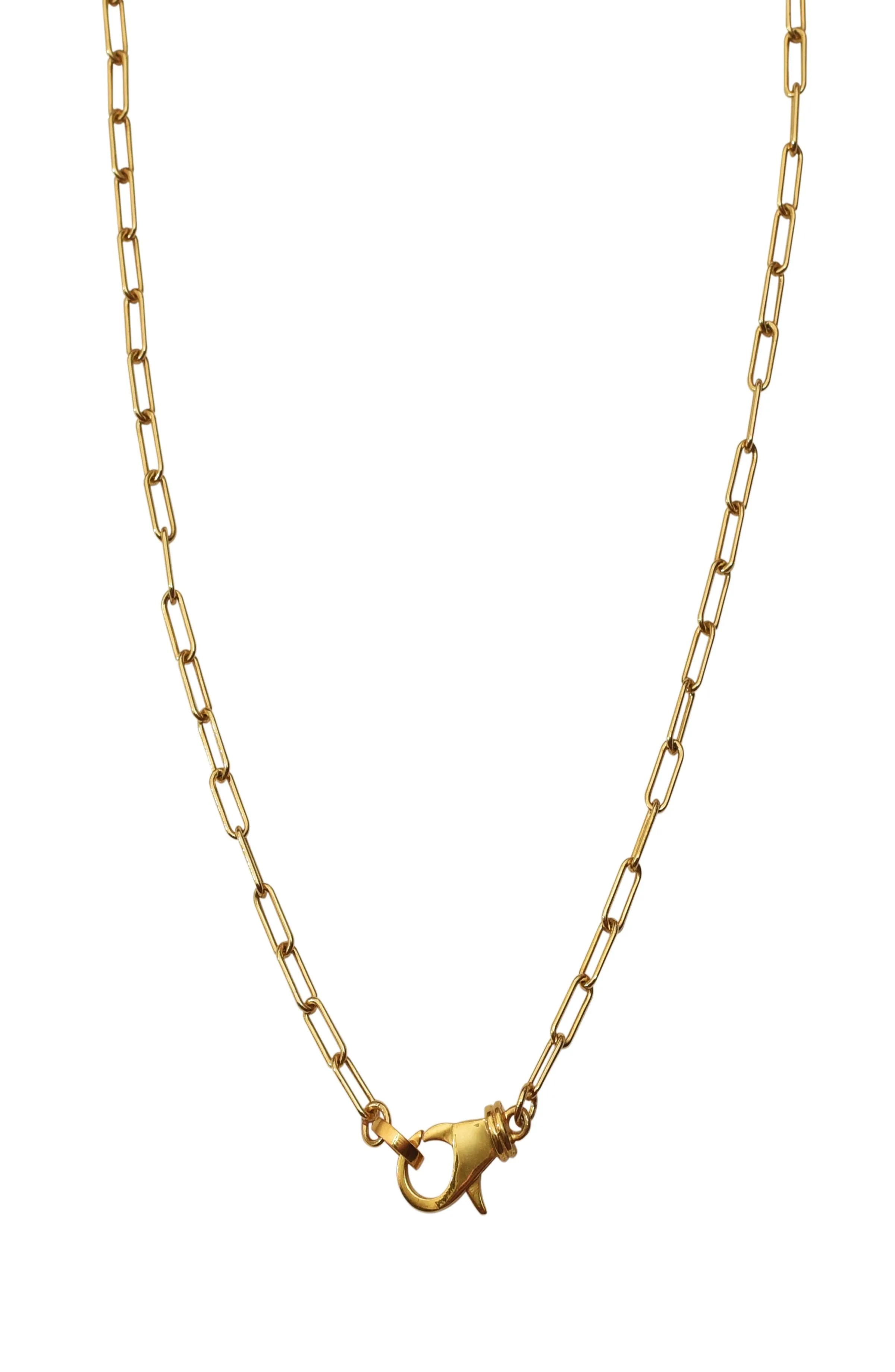Adornia  Lock Paper Clip Chain Necklace gold
