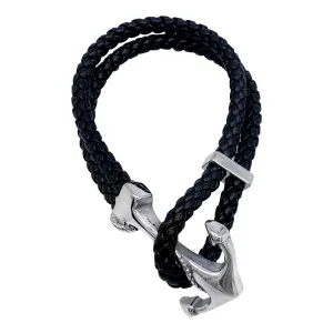 Adornia Water Resistant Leather and Anchor Hook Bracelet silver