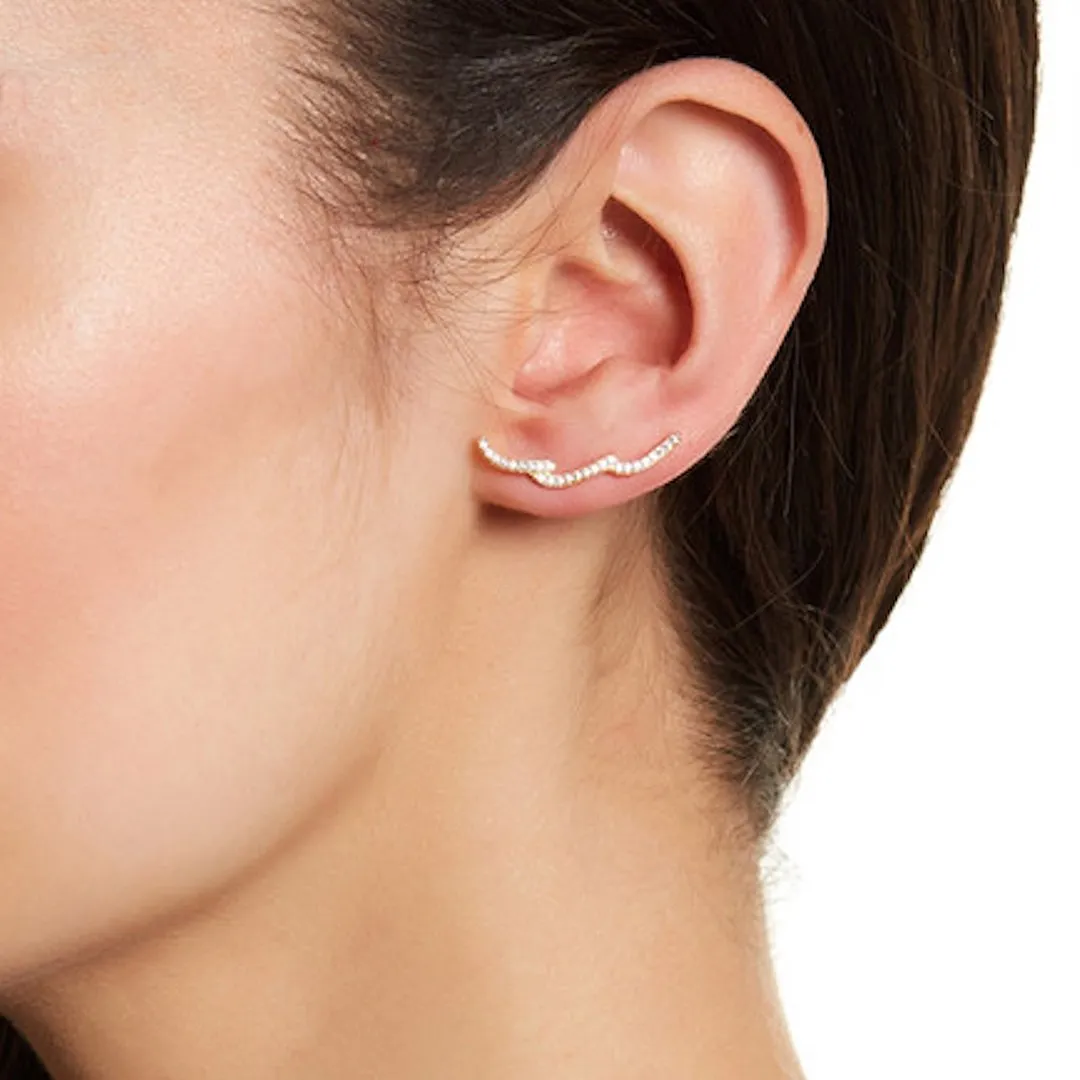 Adornia Wave Ear Climber Earrings  gold