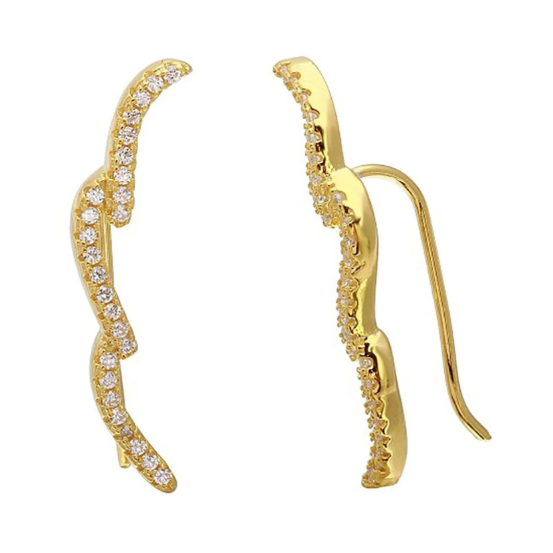 Adornia Wave Ear Climber Earrings  gold