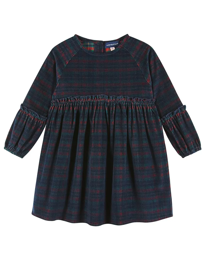 Andy & Evan Plaid Stretch Cord Ruffle Dress