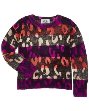 Autumn Cashmere Striped Leopard Wool & Cashmere-Blend Sweater