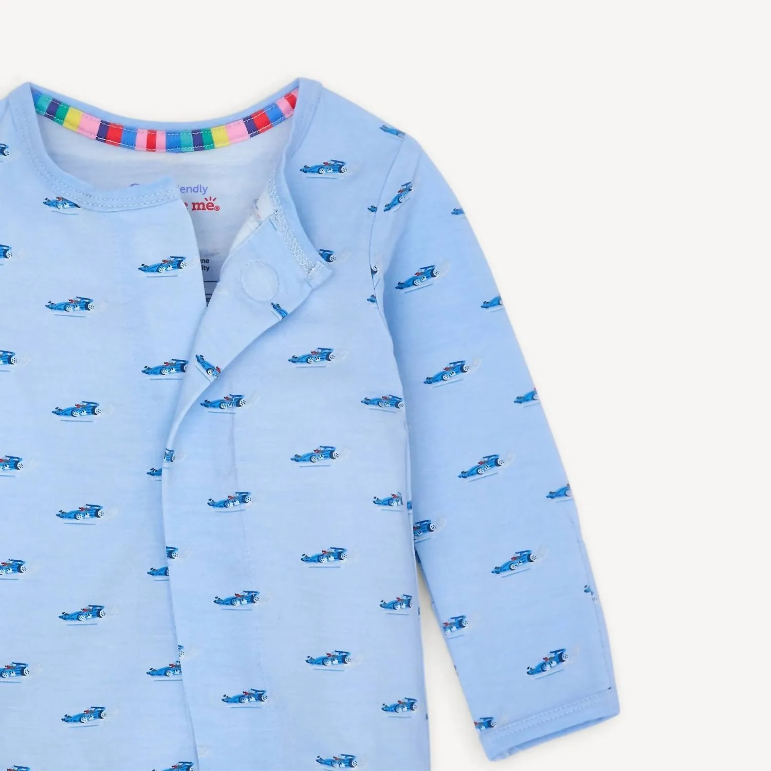 Baby Boy Got Track Magnetic Modal Footie In Blue