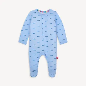Baby Boy Got Track Magnetic Modal Footie In Blue