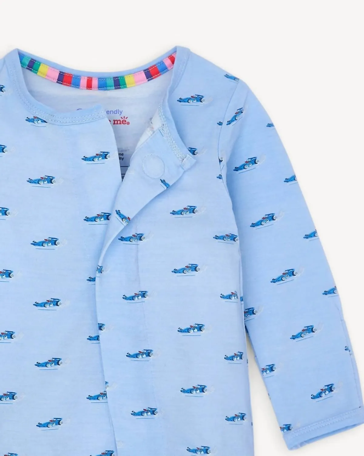 Baby Boy Got Track Magnetic Modal Footie In Blue