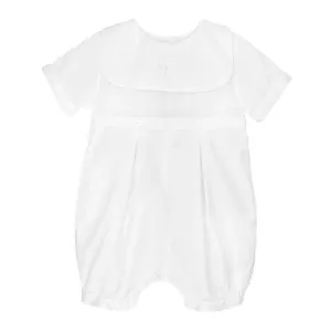 Baby Boy's Embroidered Cross Christening Romper In White