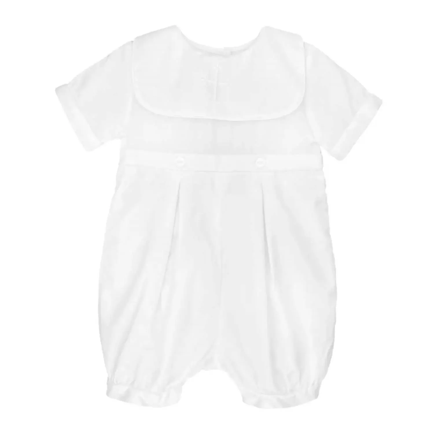 Baby Boy's Embroidered Cross Christening Romper In White