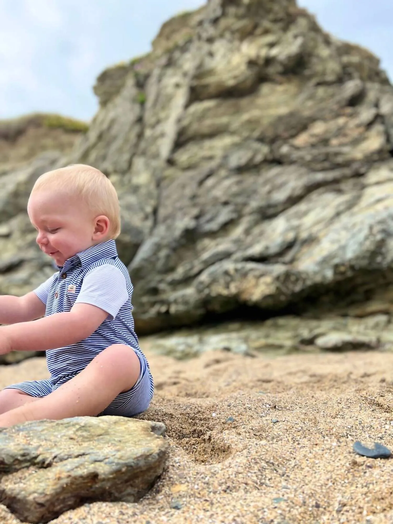Baby Boys Saltash Romper In Blue Stripe