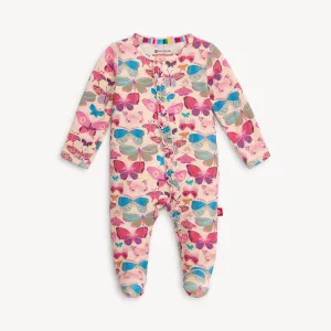 Baby Girl Newborn-9 Months Butterfly-Printed Footie In Pink