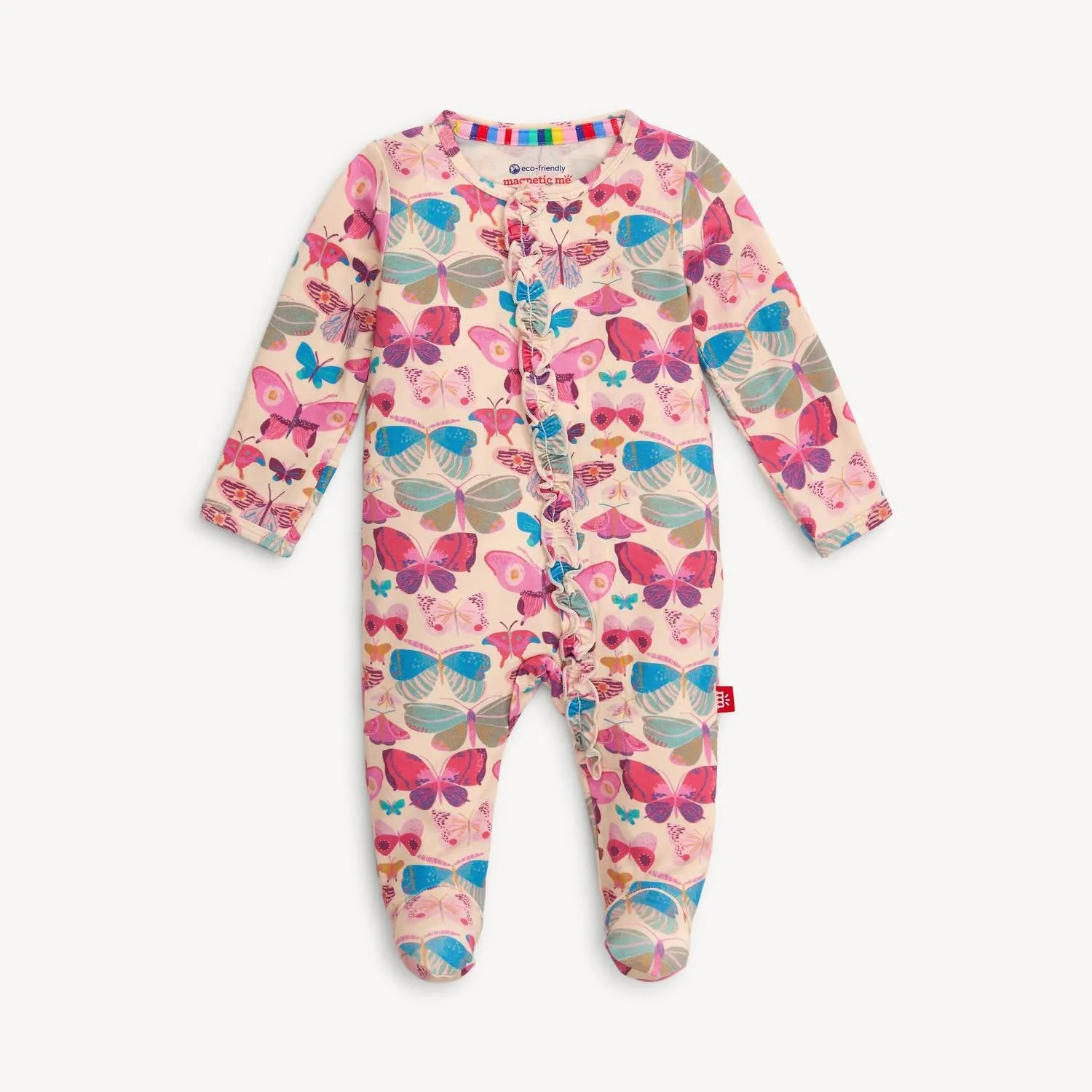 Baby Girl Newborn-9 Months Butterfly-Printed Footie In Pink