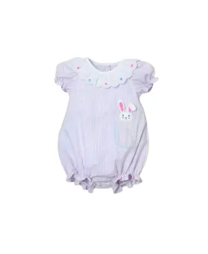 Baby Girl Playful Bunny Romper In Purple
