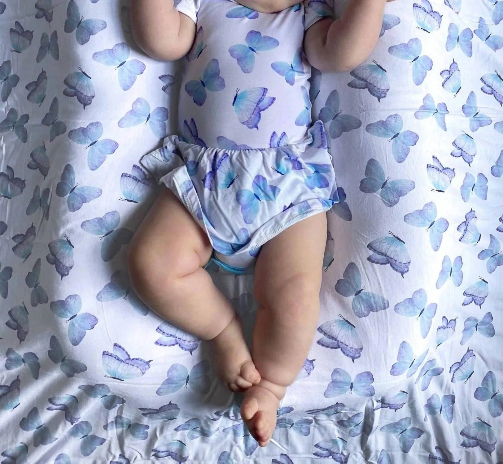 Baby Girl's Butterfly Kisses Twirl Bodysuit Dress In Blue