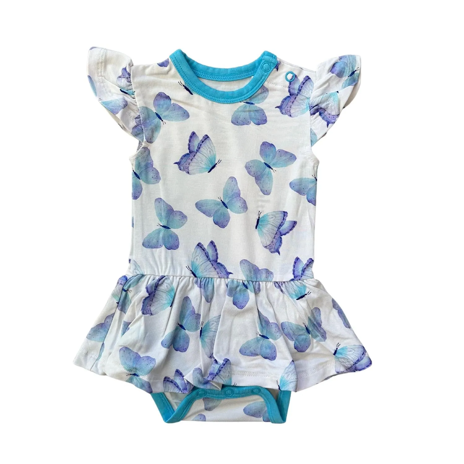 Baby Girl's Butterfly Kisses Twirl Bodysuit Dress In Blue