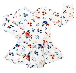 Baby Girl's Indy Floral Skirted Bodysuit In White Multi
