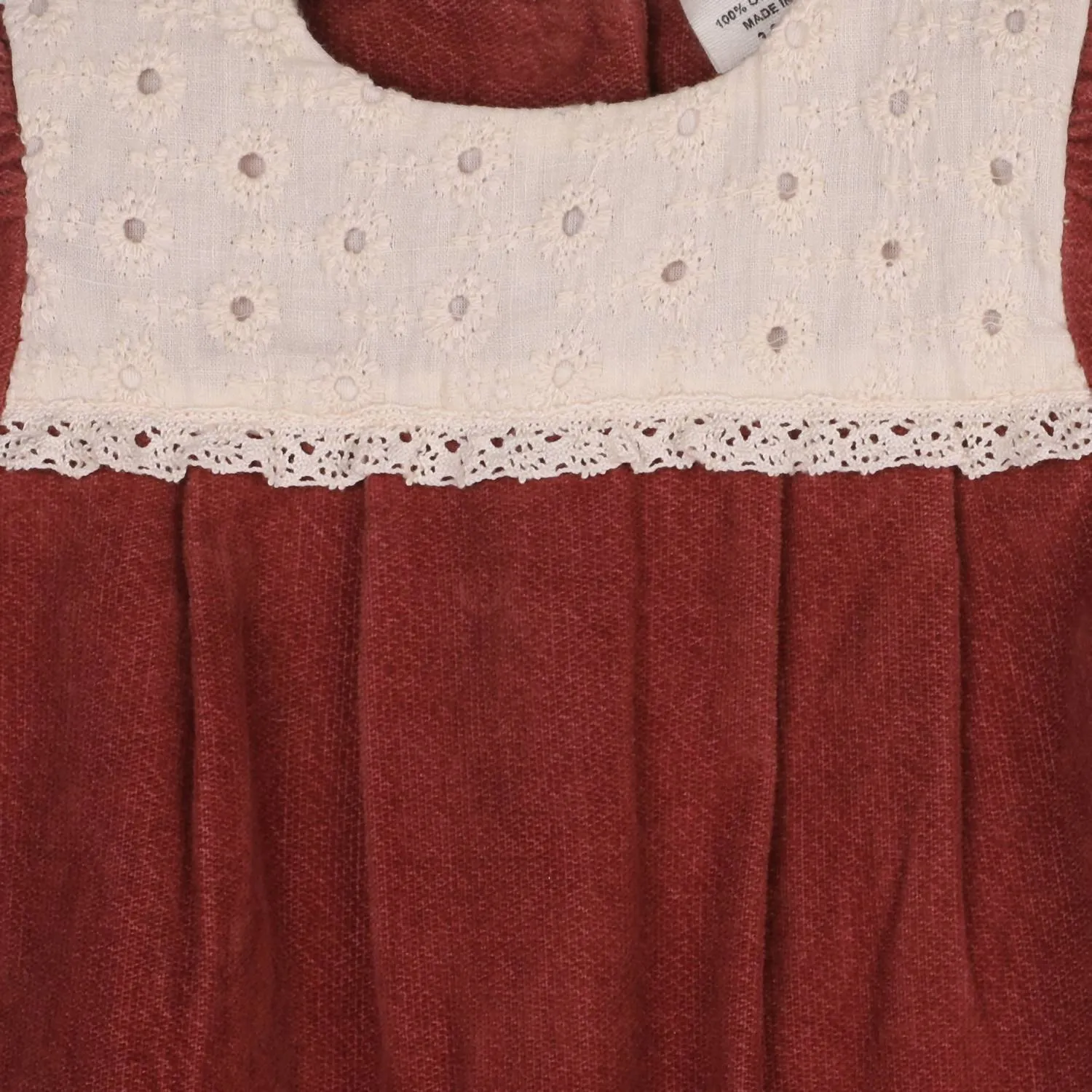 Baby Girl's Lace Velvet Jumpsuit In Apple Butter