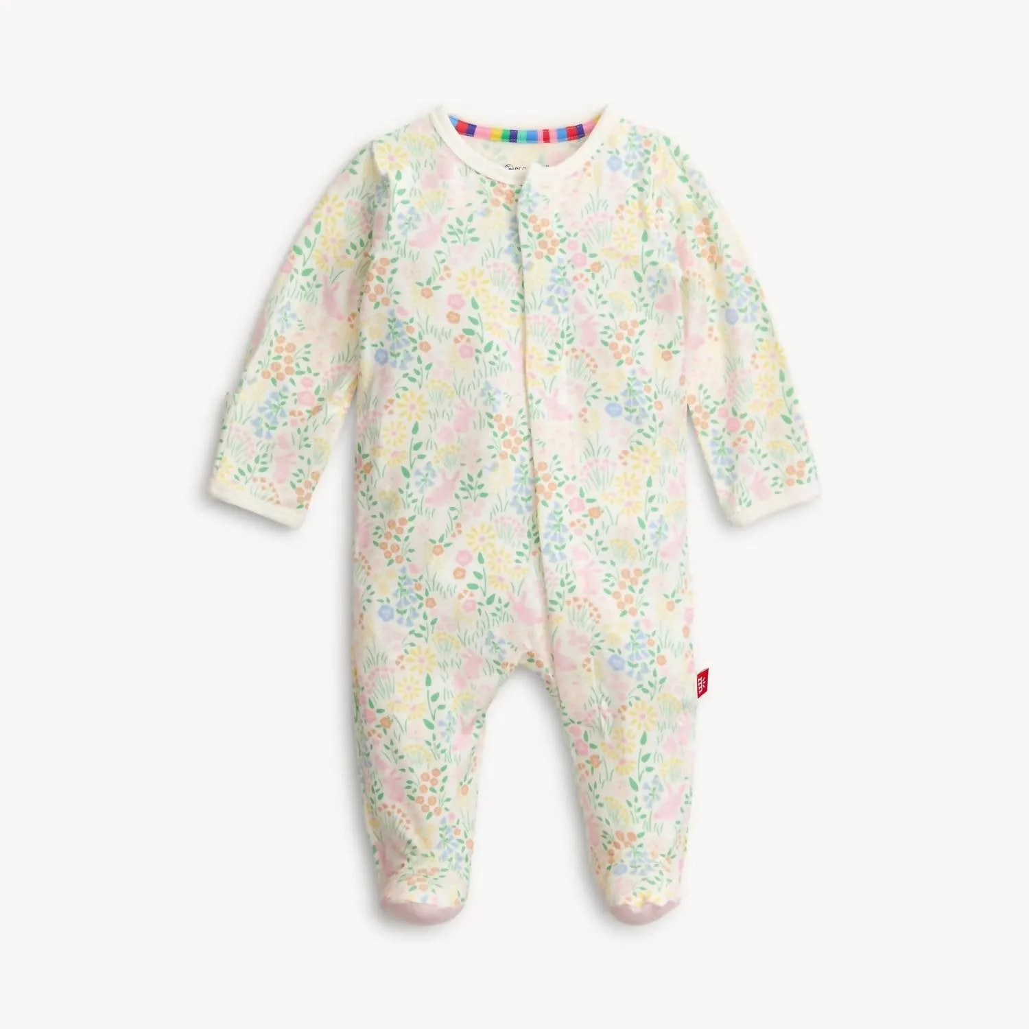 Baby Girls Modal Magnetic Footie In Hoppy Garden