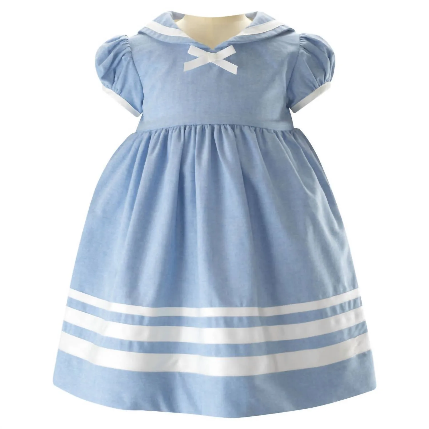 Baby Girl's Oxford Sailor Dress In Blue/ivory