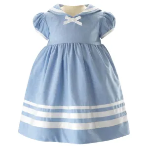 Baby Girl's Oxford Sailor Dress In Blue/ivory