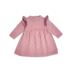 Baby Girl's Ruffle & Bobble Sweater Knit Dress In Vintage Rose