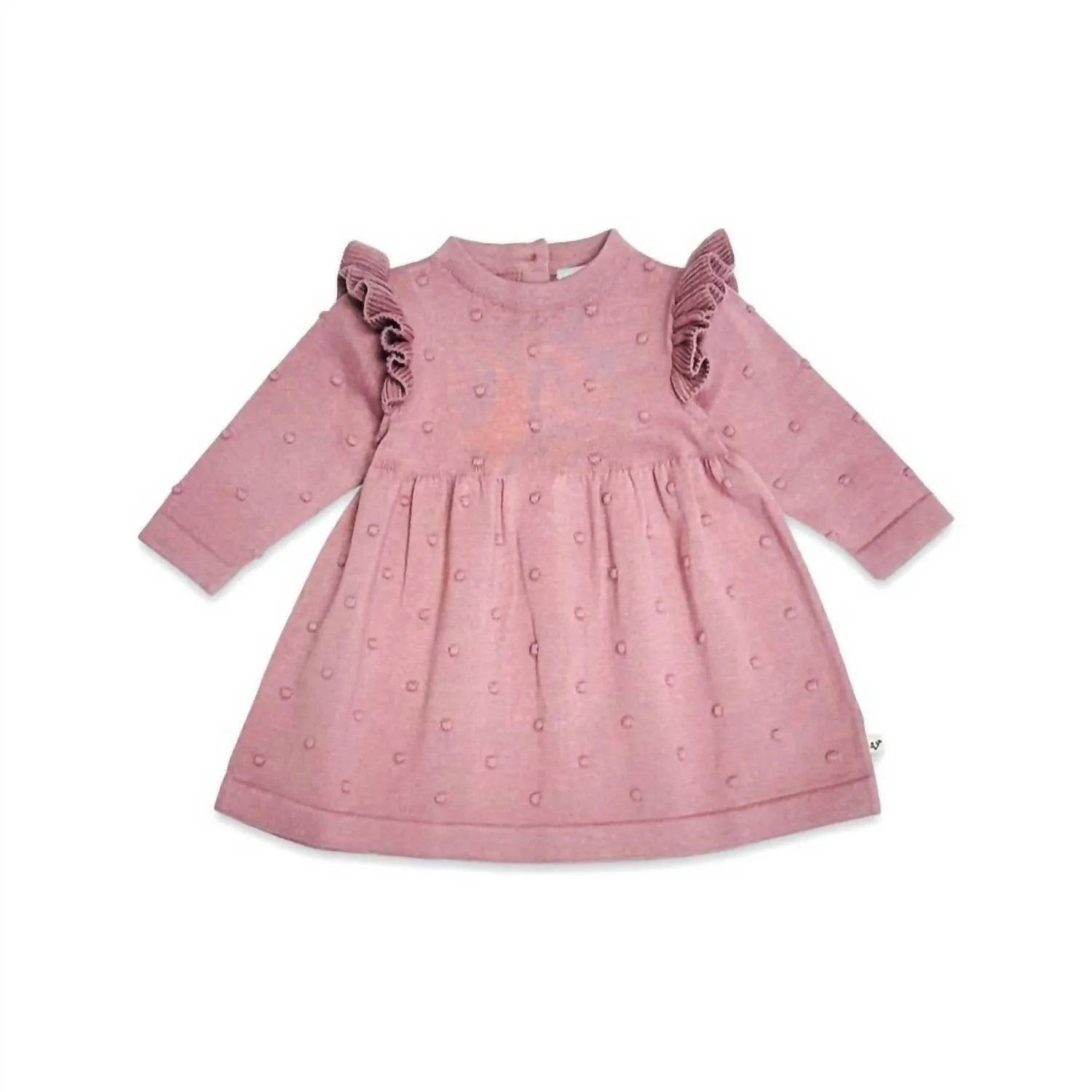 Baby Girl's Ruffle & Bobble Sweater Knit Dress In Vintage Rose