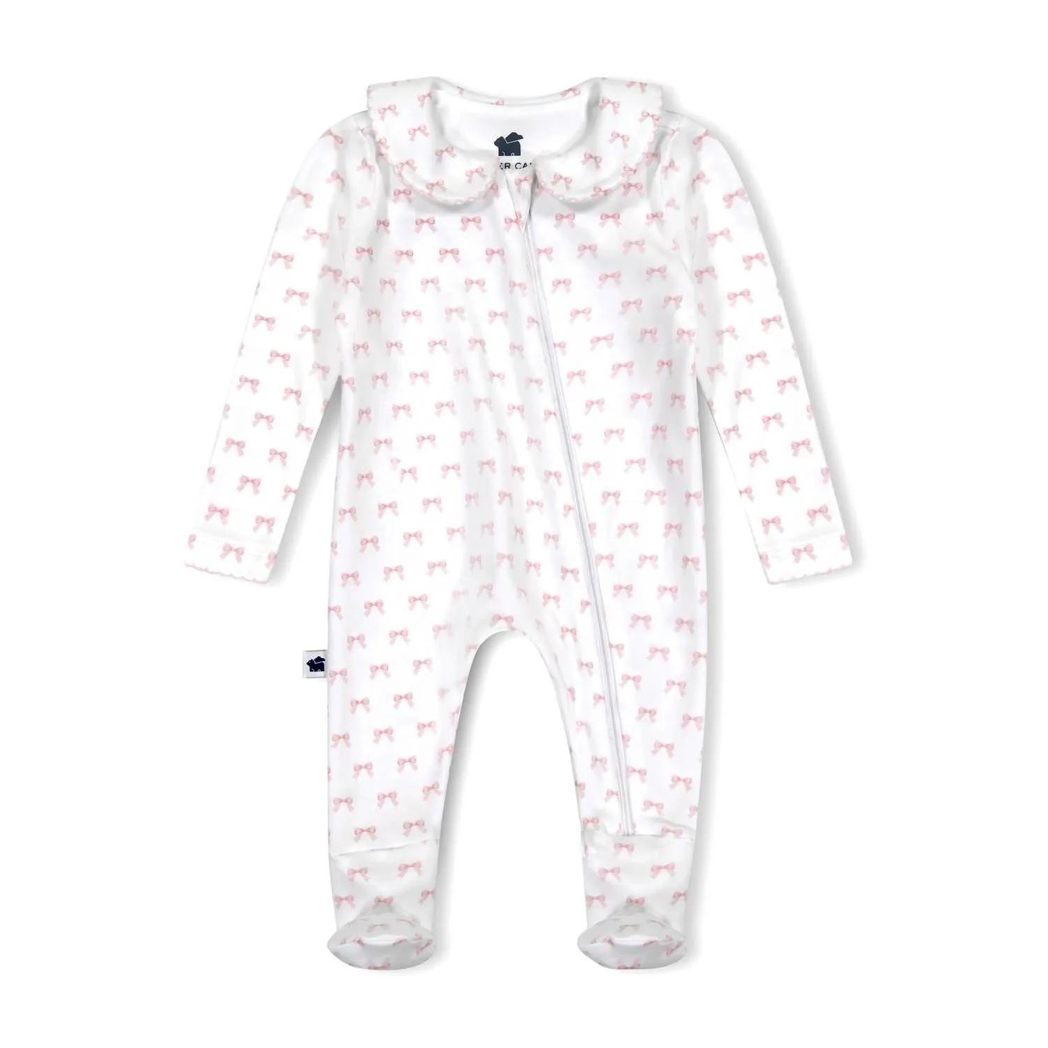 Baby Pima Cotton Footie In Pink Bows