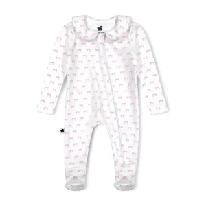 Baby Pima Cotton Footie In Pink Bows