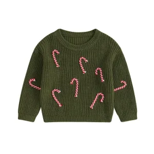 Baby's Candy Cane Christmas Sweater In Green